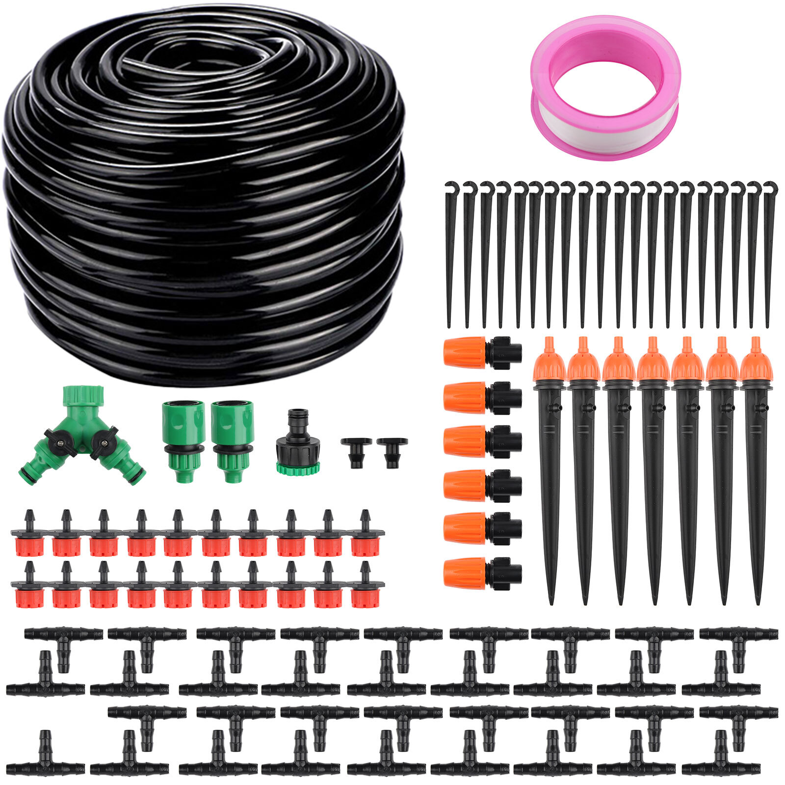 130FT Drip Irrigation System Garden Plant Self Watering Micro Hose Sprinkler Kit gallery