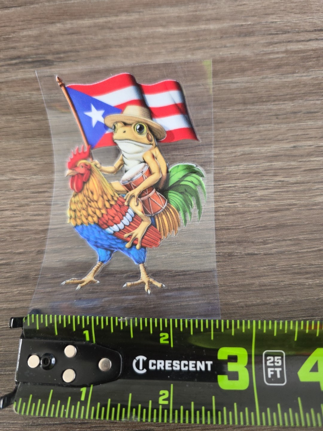 Coqui Riding Rooster | Puerto Rico Flag Decal | UV DTF Made In USA gallery