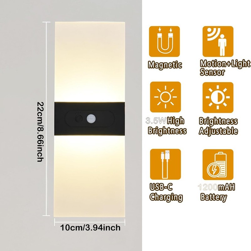 2PCS Motion Sensor Wall Sconces, Battery Operated Wall Sconce Rechargeable Light gallery