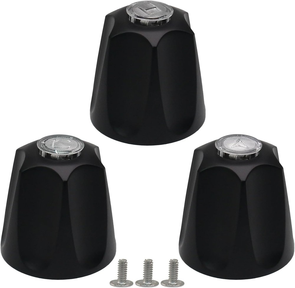 Brushed Black Shower Knob Replacement Set of 3 Bathtub Faucet Handles Inclu...