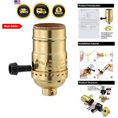 L&M Lamp Socket Replacement, E26 Threaded Base, Turn Knob for ON/Off Light Se…