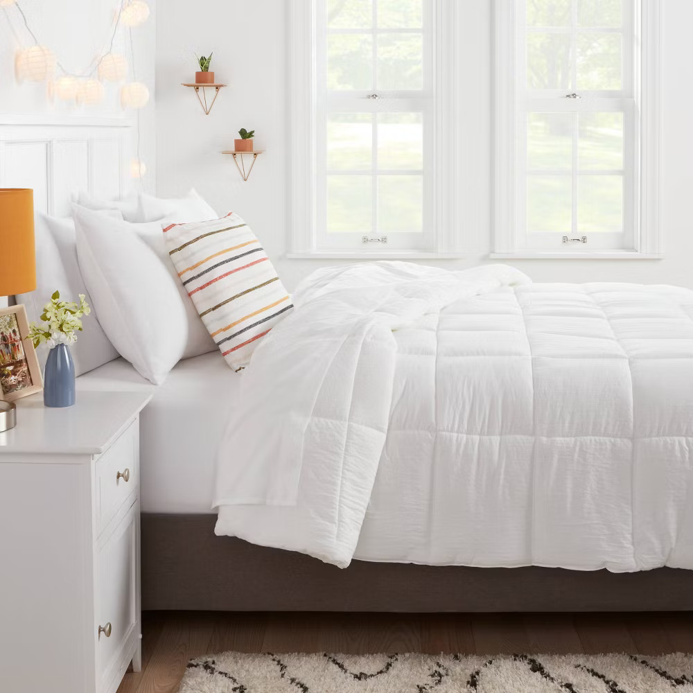 King Down Alternative Washed Microfiber Reversible Comforter White - Room gallery