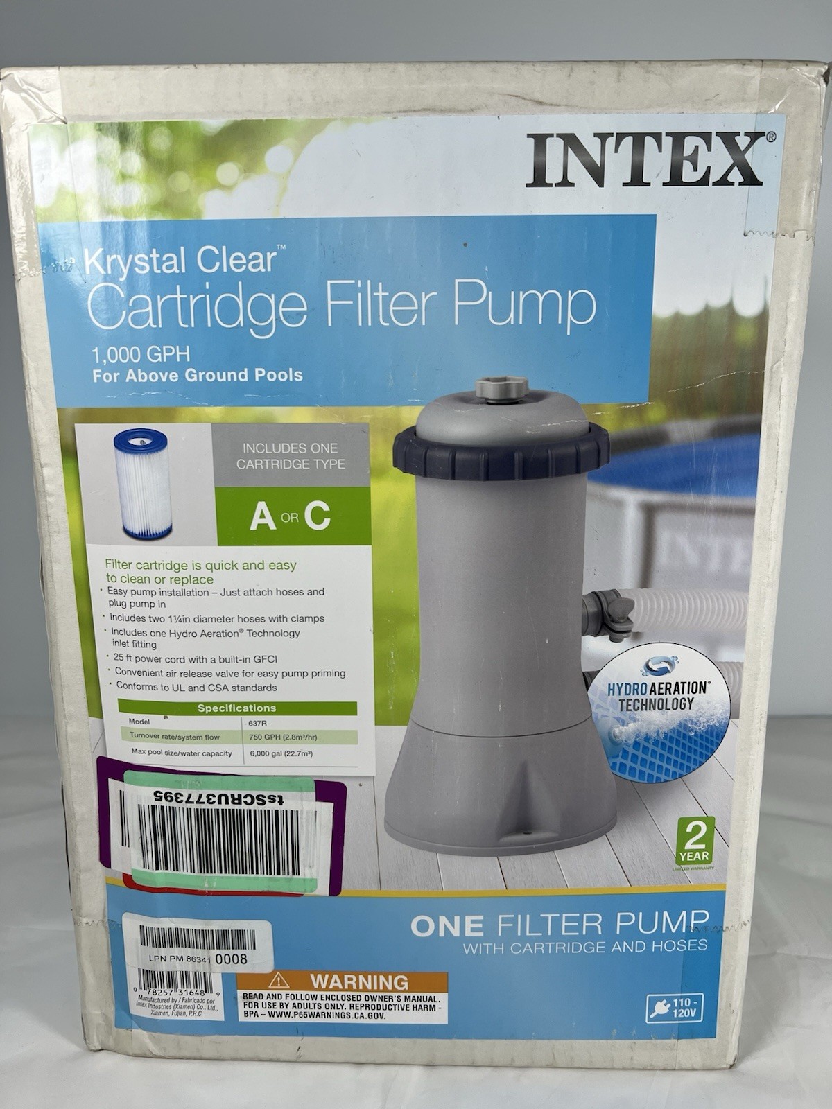 Intex 1000 GPH Easy Set Above Ground Swimming Pool Cartridge Filter Pump System gallery