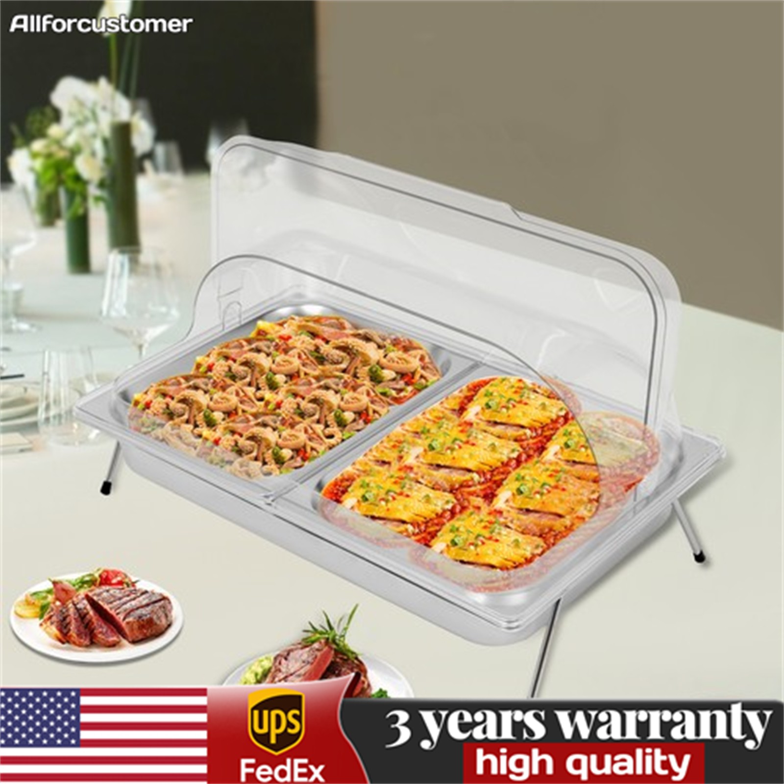 Countertop Food Serving Display Container Condiment Dispenser Tray with Lid gallery