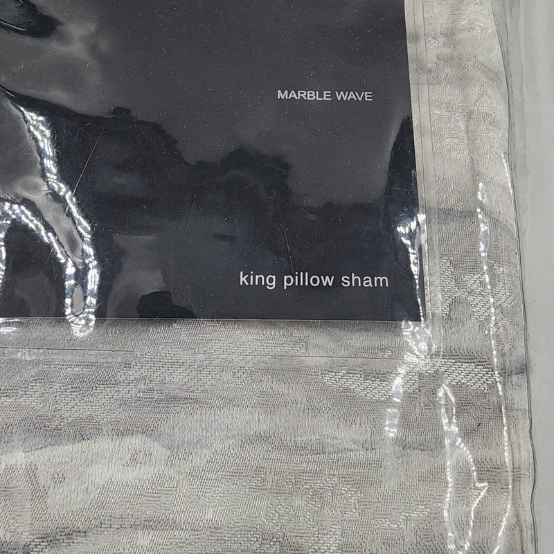 Hudson Park Collection Marble Wave King Pillow Sham 20in x 36in - Blue Grey + gallery