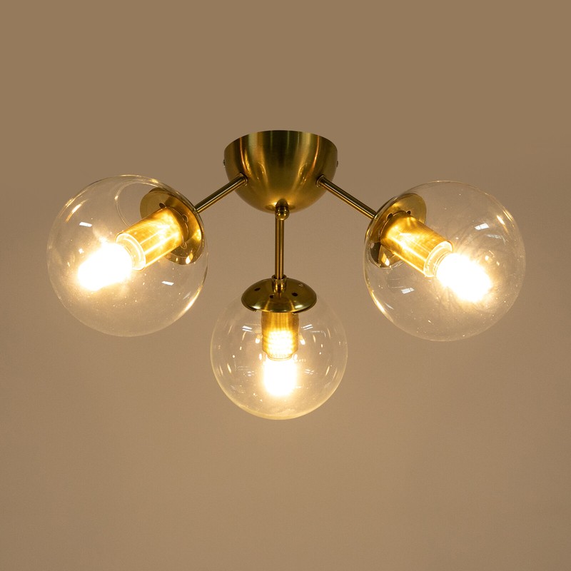 3 Heads Gold Ceiling Light ‎modern Ceiling Lamp Flush Mount Lighting Fixture gallery