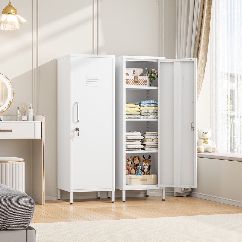 47" Lockable Small Metal Locker, 3 Adjustable Shelves for Home, School, Office gallery