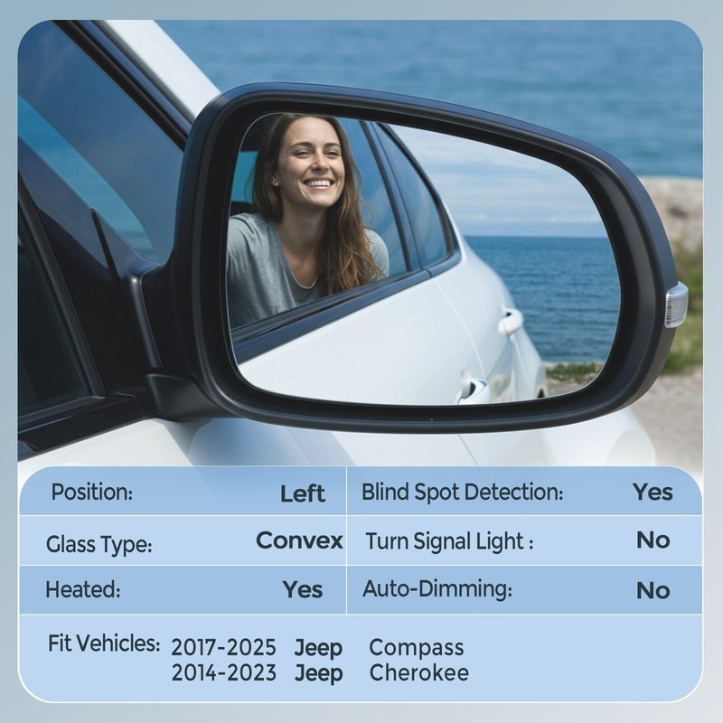 Driver Left Side Mirror Glass - Compatible with Jeep Vehicles - Compass 2017-... gallery