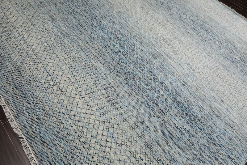 9’ x 12’ Hand Knotted 100% Wool Modern Oriental Area Rug 9x12 Beige, Gray, Blue gallery