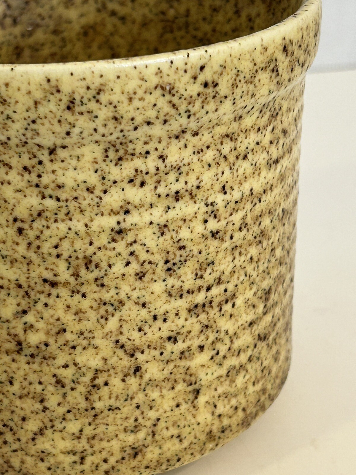 VINTAGE Planter Pot Speckled Textured Stoneware Flower Pot Utensil Caddy 4.5” in gallery