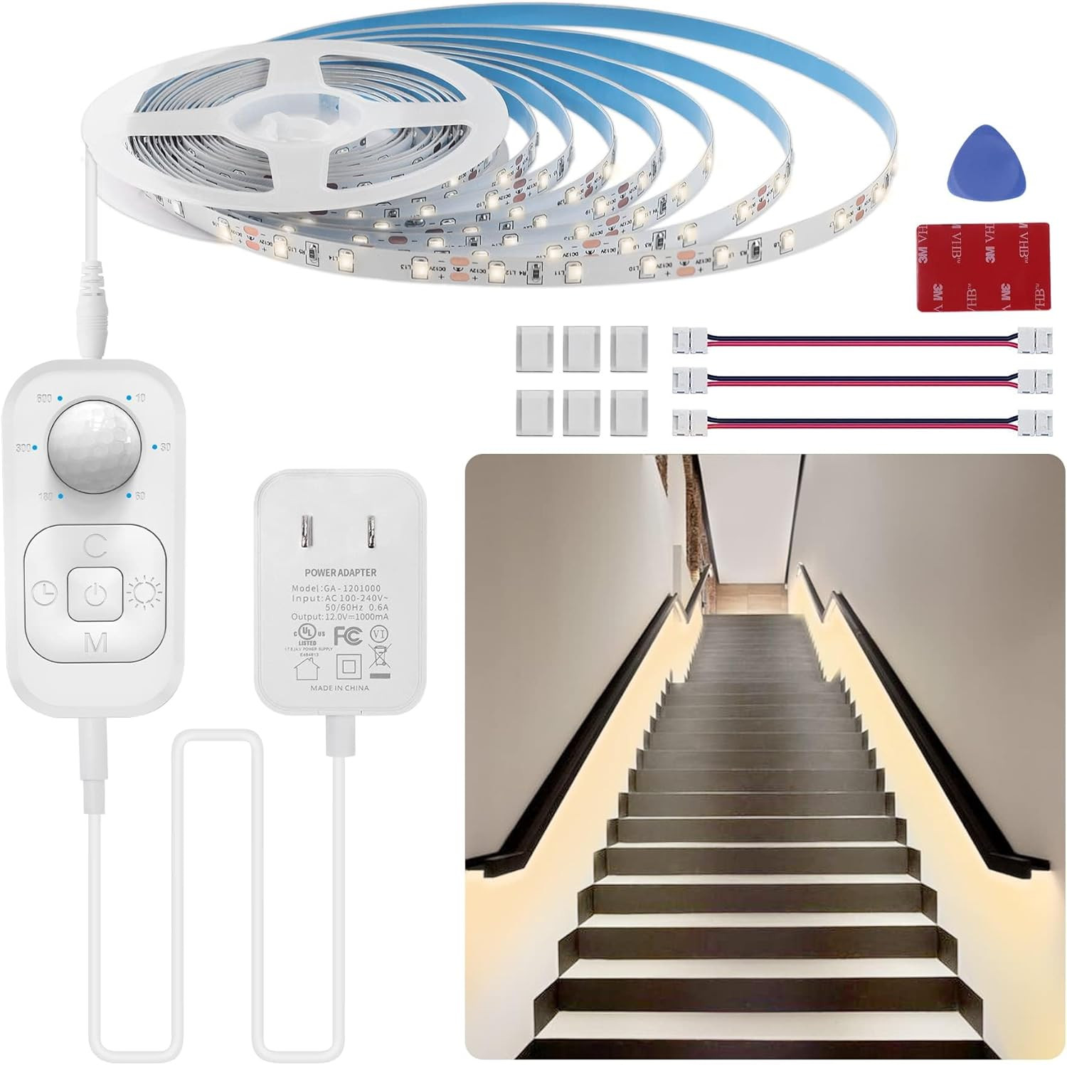 Motion Sensor Lights Indoor Plug-in LED Step Lights Strip with Power Timer Dimme gallery