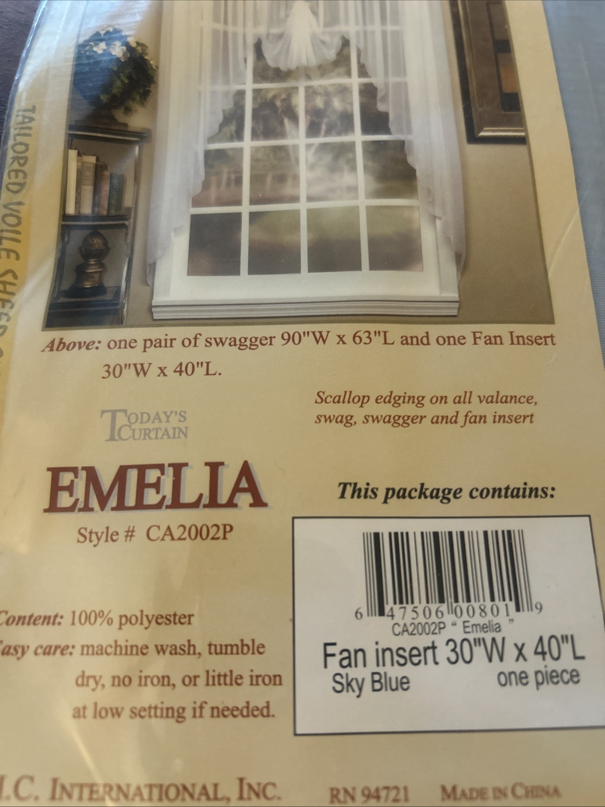 Sky Blue Premium Voile Sheer Kitchen Curtain 30W x 40L Easy Care Polyester gallery