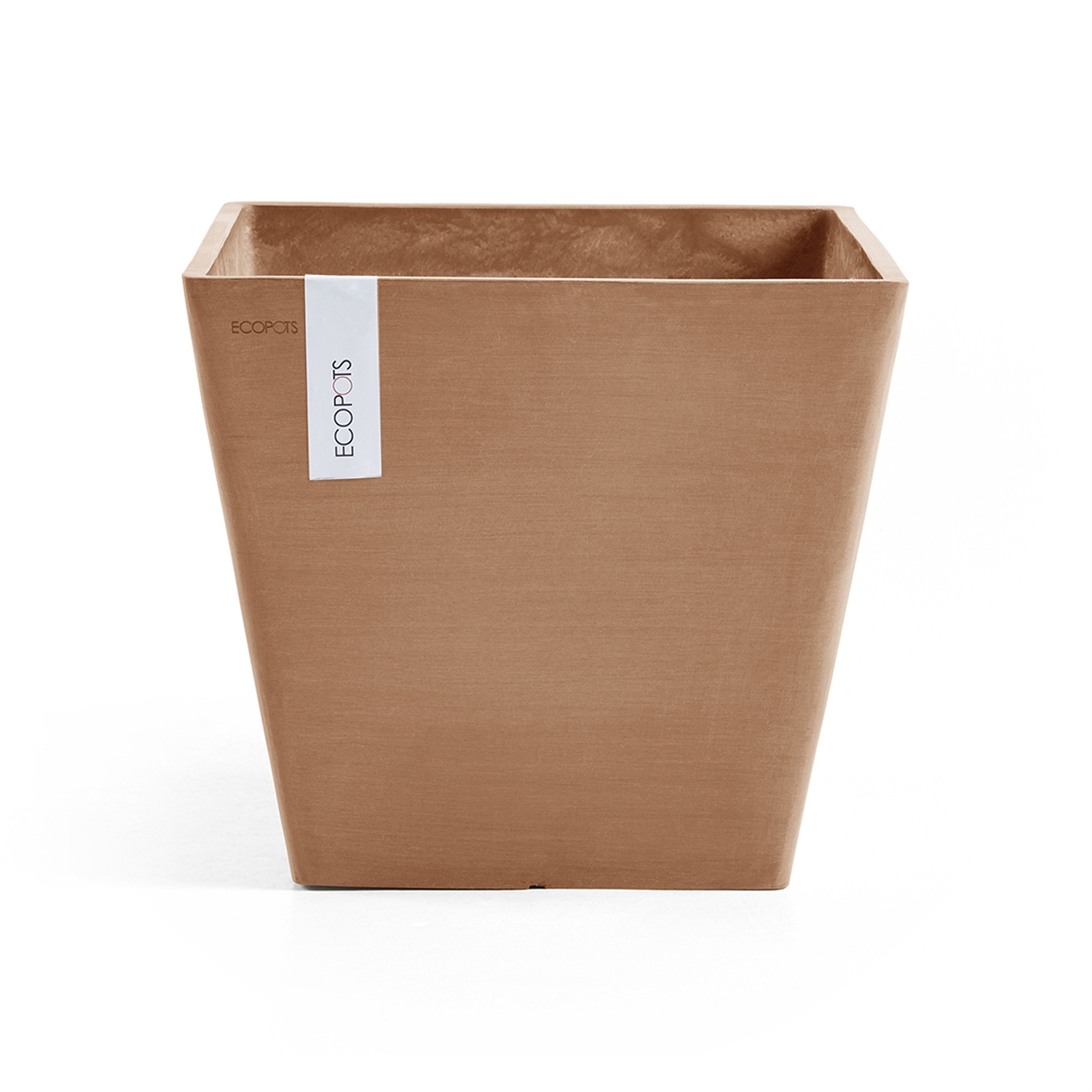 EcoPots Rotterdam Modern Square Plastic Planter Pot, Terracotta Color, 8" gallery