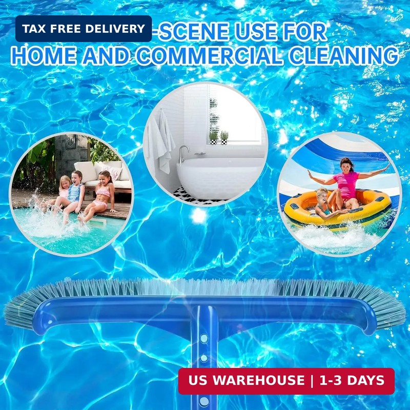 Pool Brush Head, 17" Pool Brushes for Cleaning Pool Walls, Curved Ends High-Effi gallery
