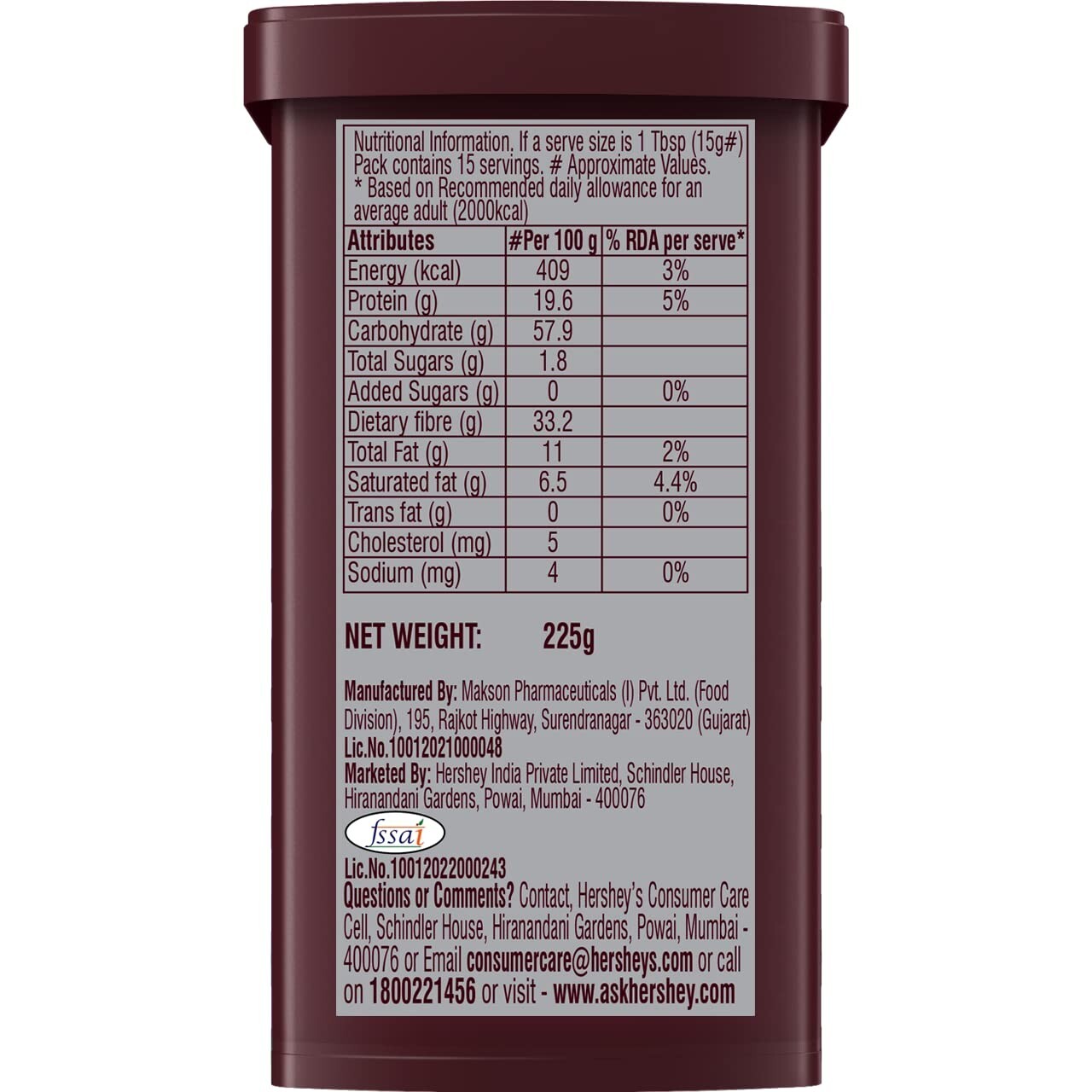 Hershey's Natural Unsweetened Cocoa Powder (100% Cocoa) - 225 gm Free Shipping gallery