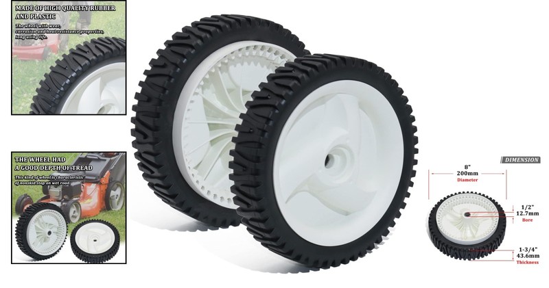 8-Inch Polyvinyl Chloride Mower Wheels - Anti-Friction Design - 2 Count gallery