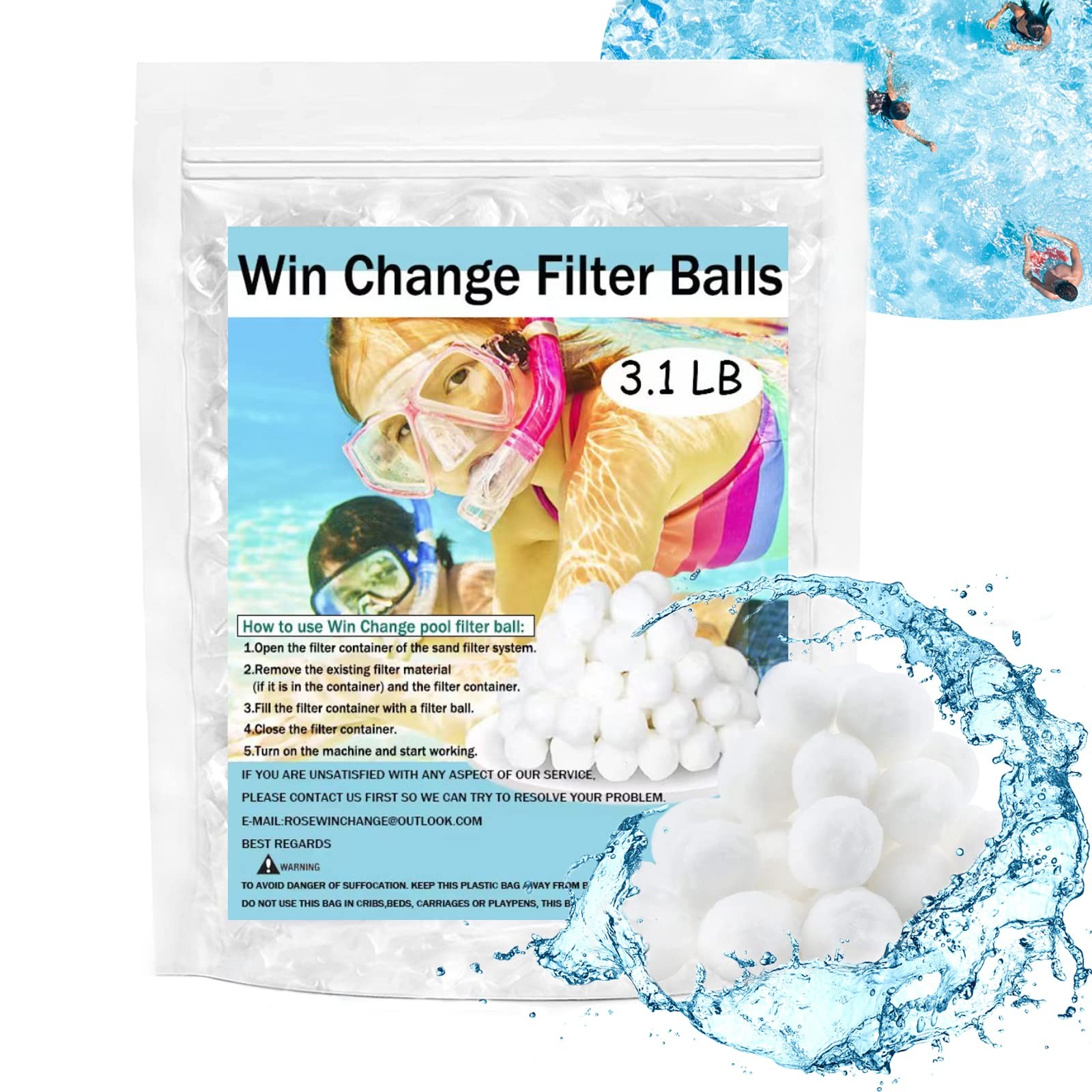 3.1 LB Pool Filter Balls,Filter Balls for Sand Filter Pump for Above Ground P gallery