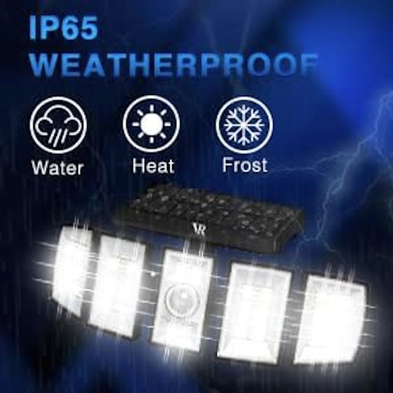 2 Pack Solar Security Light Outdoor 5 head 7000K 3000LM LED Motion Sensor IP65 gallery