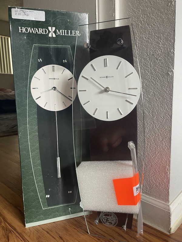 Howard Miller 625401 Wall Clock Pendulum Black White Analog Display gallery