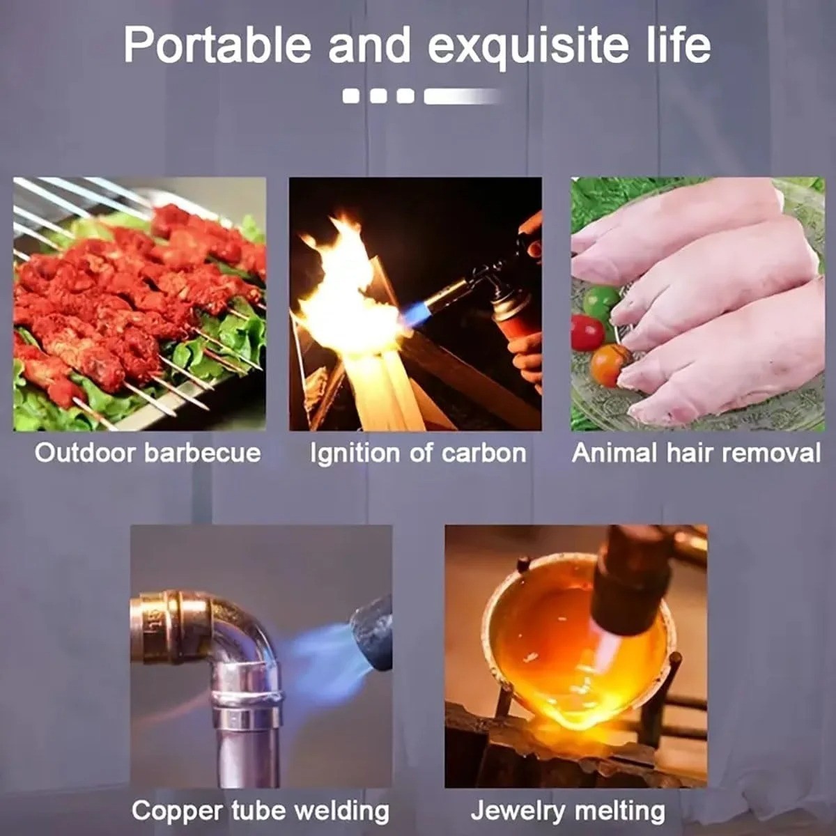 Outdoor Butane Gas Torch Burner Adjustable Flame for Camping Cooking BBQ Baking gallery