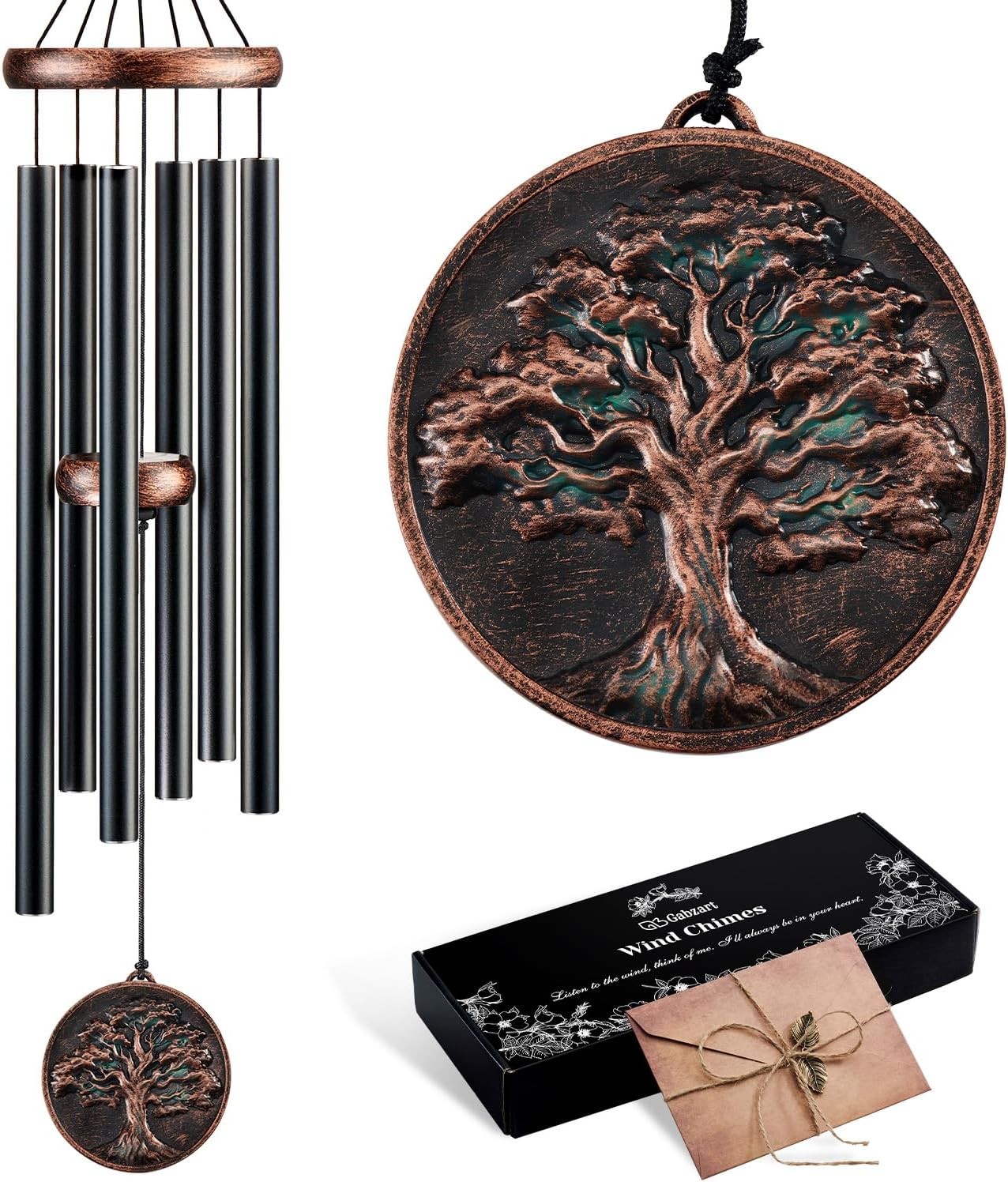 Wind Chimes for Outside, Vintage Tree of Life Deep Tone Wind Chime Outdoor Clear gallery