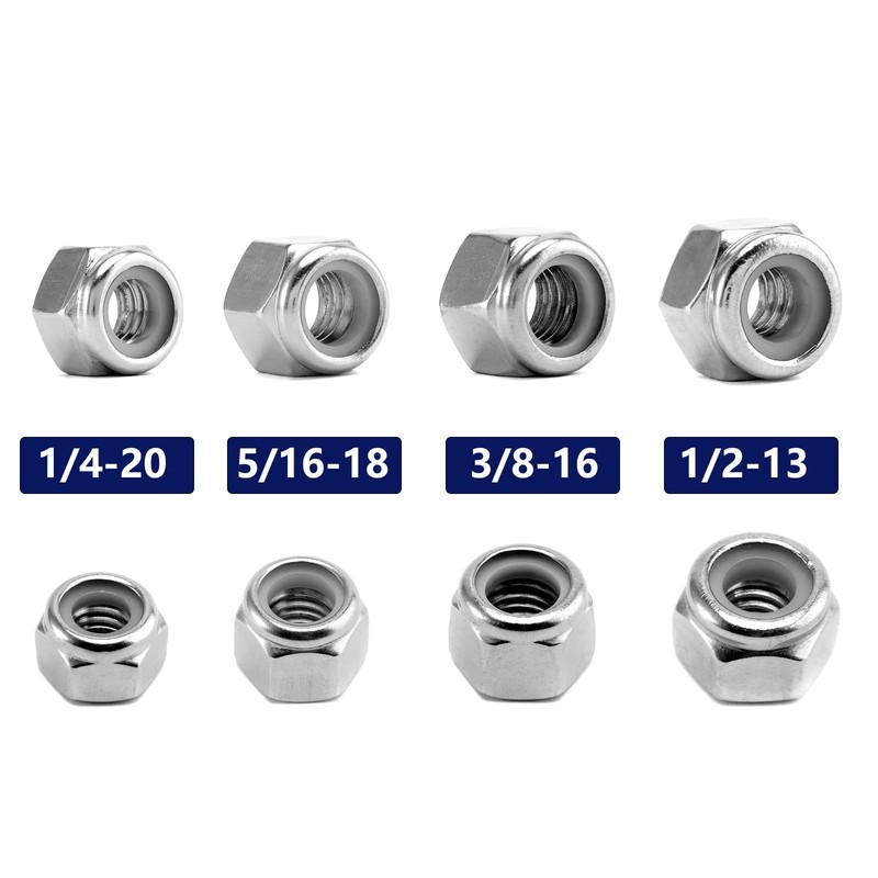 5/16-18 Nylon Insert Hex Lock Nuts 100Pcs 304 Stainless Steel 5/16-18, Silver gallery