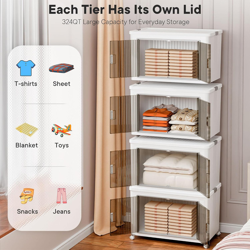 Stackable Storage Bins with Individual Lids and Front Doors, Modular Organizer w gallery