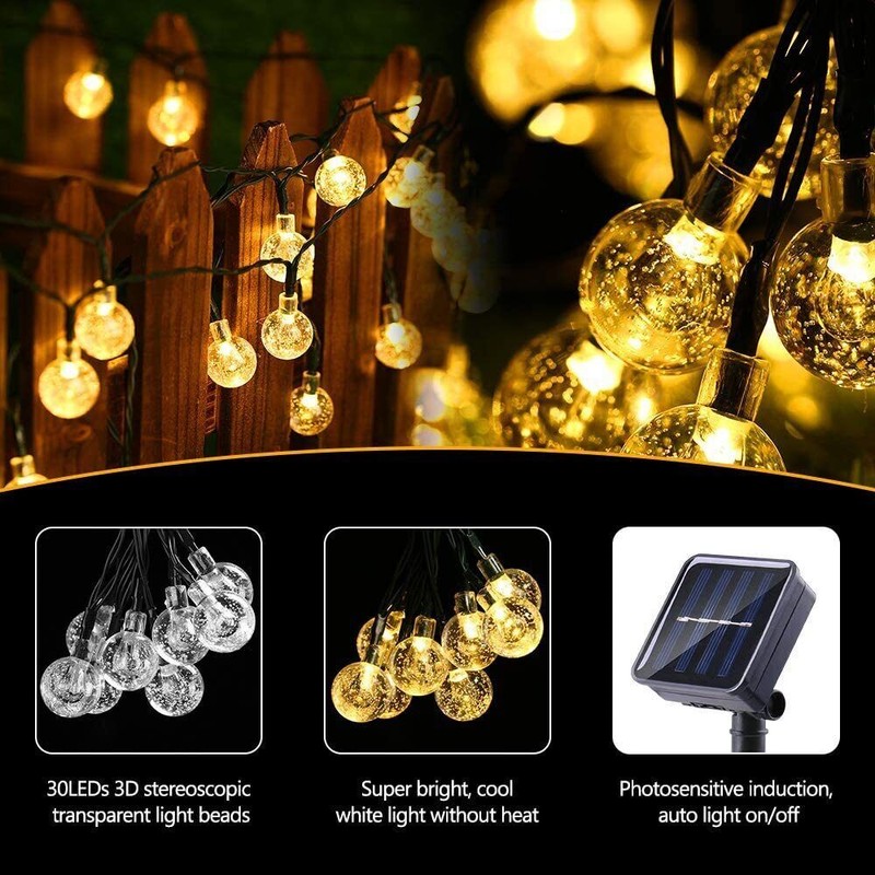 Solar Powered 30 LED String Light Garden Path Yard Decor Lamp Outdoor Waterproof gallery