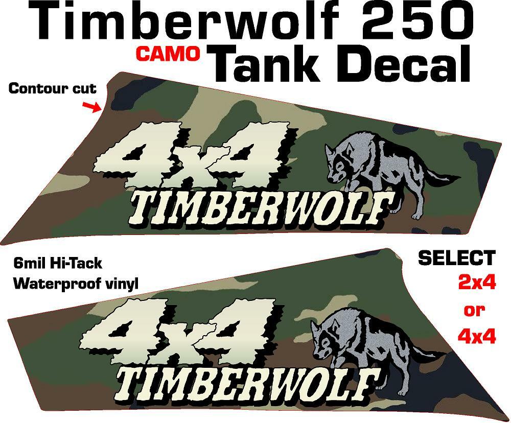 Yamaha Timberwolf 250 4x4 2x4 OEM Camo Tank side Plastic decal graphics sticker gallery