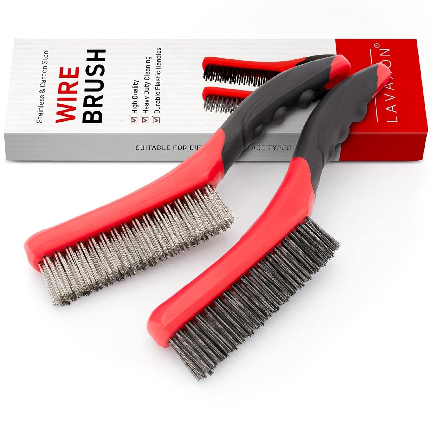 Wire Brush Set-Heavy Duty Stainless & Carbon Steel Bristles with Plastic Handle gallery