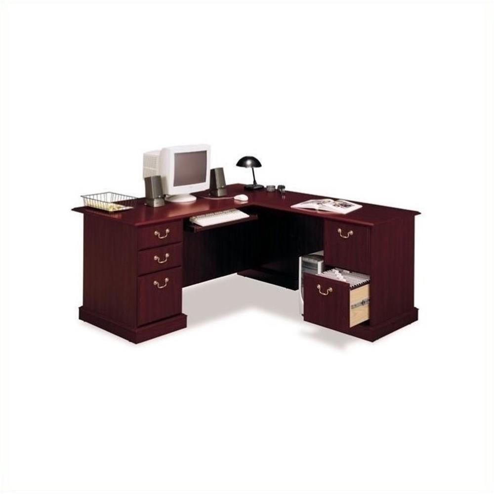 Pemberly Row L-Shape Executive Office Computer Desk in Harvest Cherry gallery