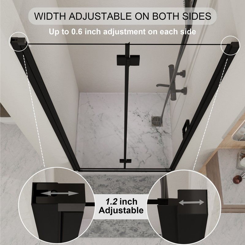 Semi-Frameless Folding Pivot Hinged Shower Door 32-33.2 in. W x 72 in. H,1/4" gallery