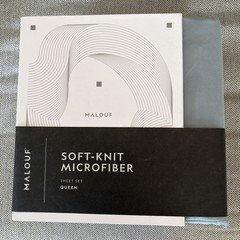 MALOUF Double Brushed Soft Knit Microfiber Percale Sheet Set Queen Size Pacific