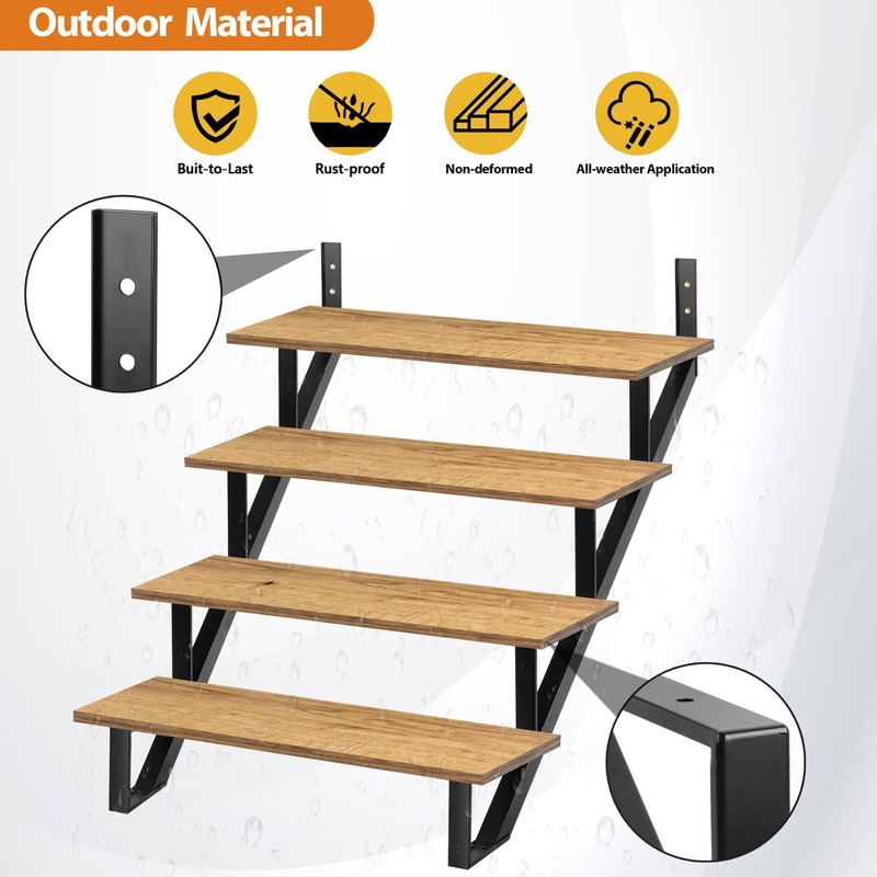 Steel Stair Step Riser 2 Pack, 4-Step Steel Stair Stringer, One Step Stair St... gallery