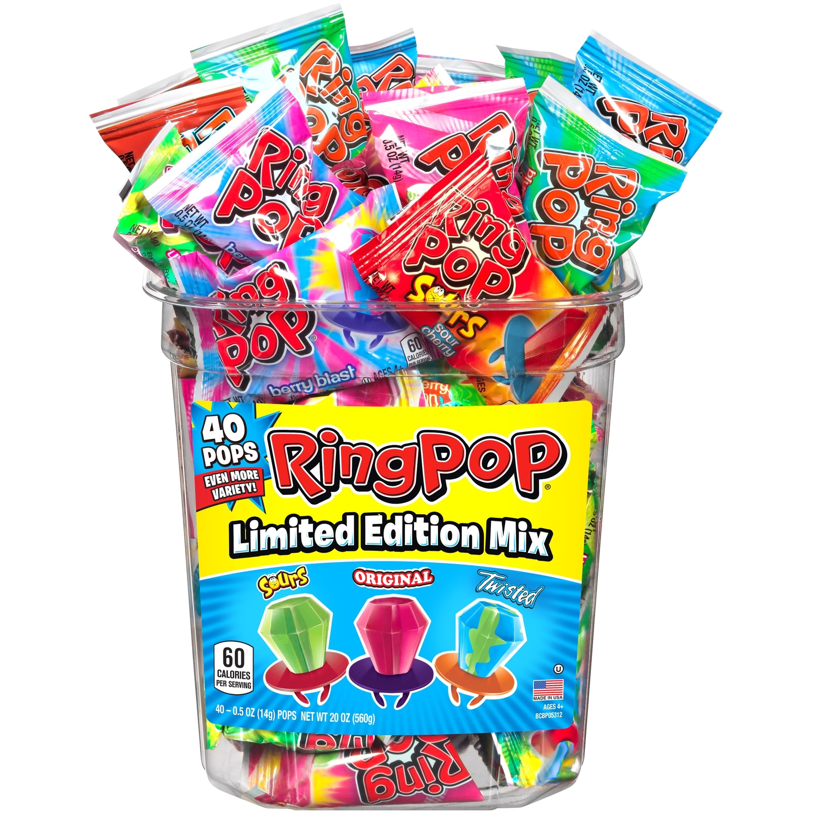 Ring Pop Hard Candy Pops, Variety Pack, 560 grams, 40 Count gallery