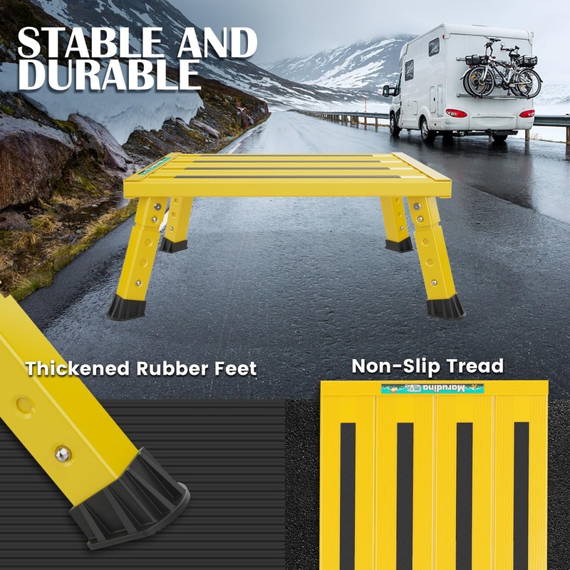 Marudina Large Platform RV Steps, 3Level Adjustable Height Aluminum Folding S... gallery