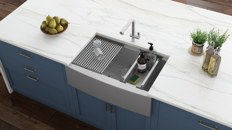 Ruvati 30" Apron-front Workstation Farmhouse 16 Gauge Kitchen Sink- RVH9100 gallery