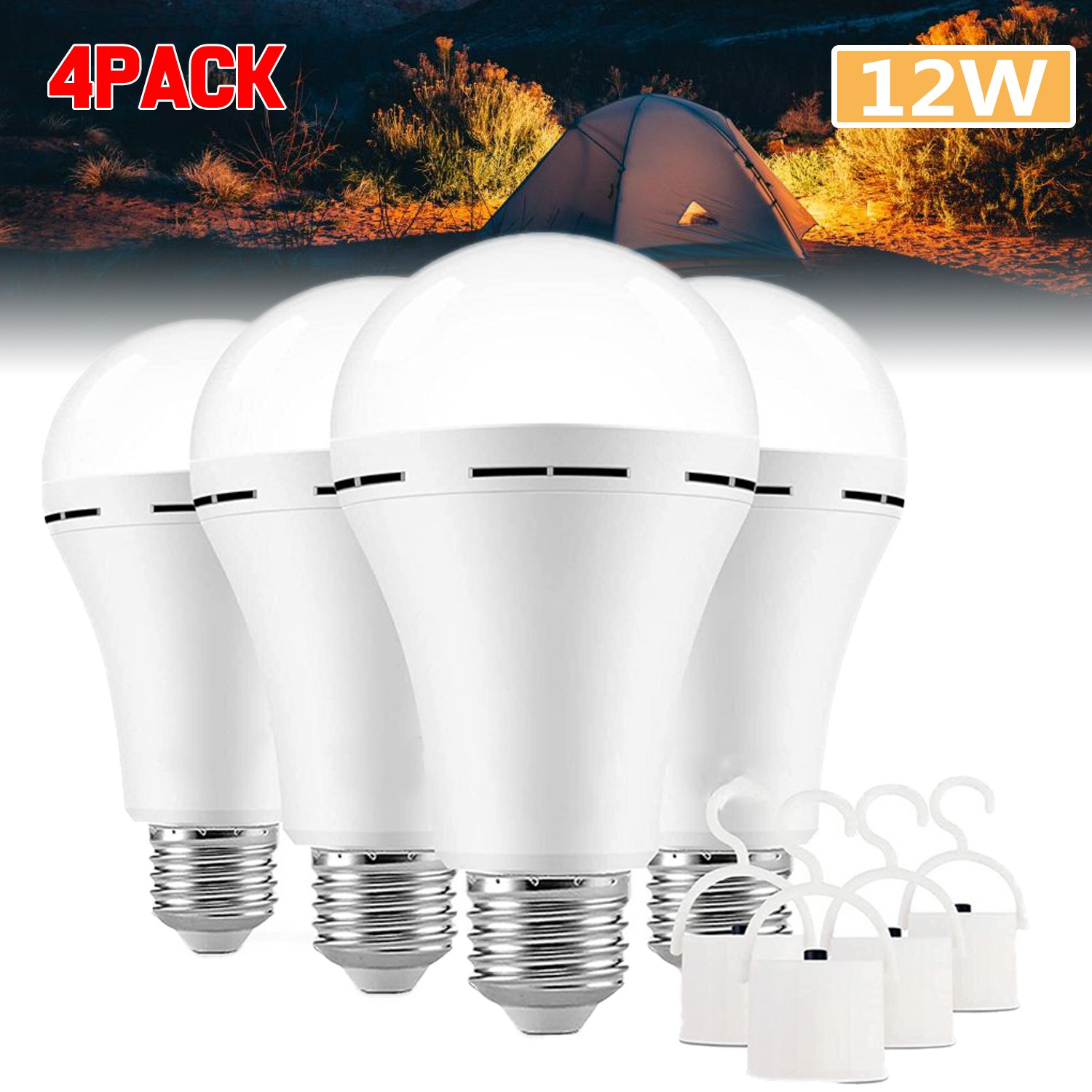 4PCS A19 Rechargeable Emergency Light Bulb 60W Equivalent 1200mAh Battery Backup gallery