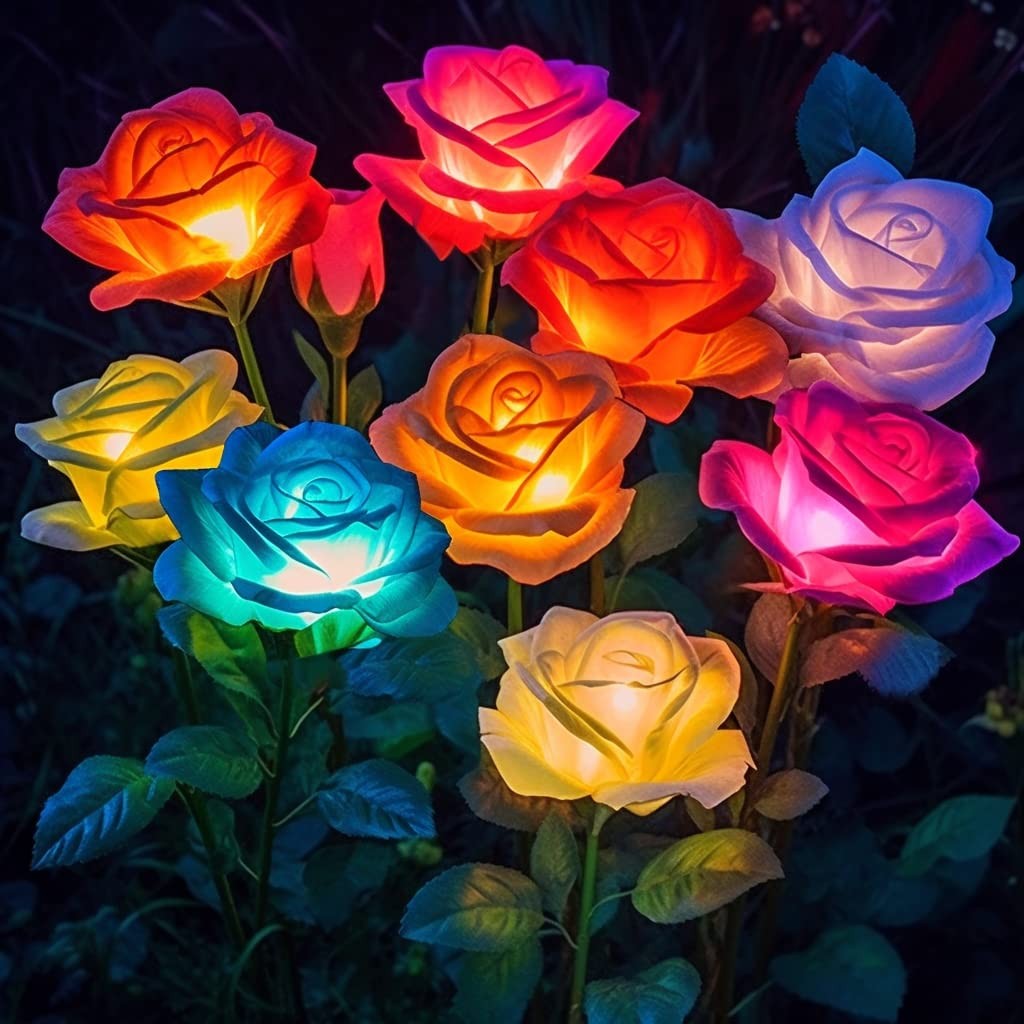 Solar Lights Outdoor Waterproof for Garden Decor, 4 Pack Solar Garden Lights ... gallery