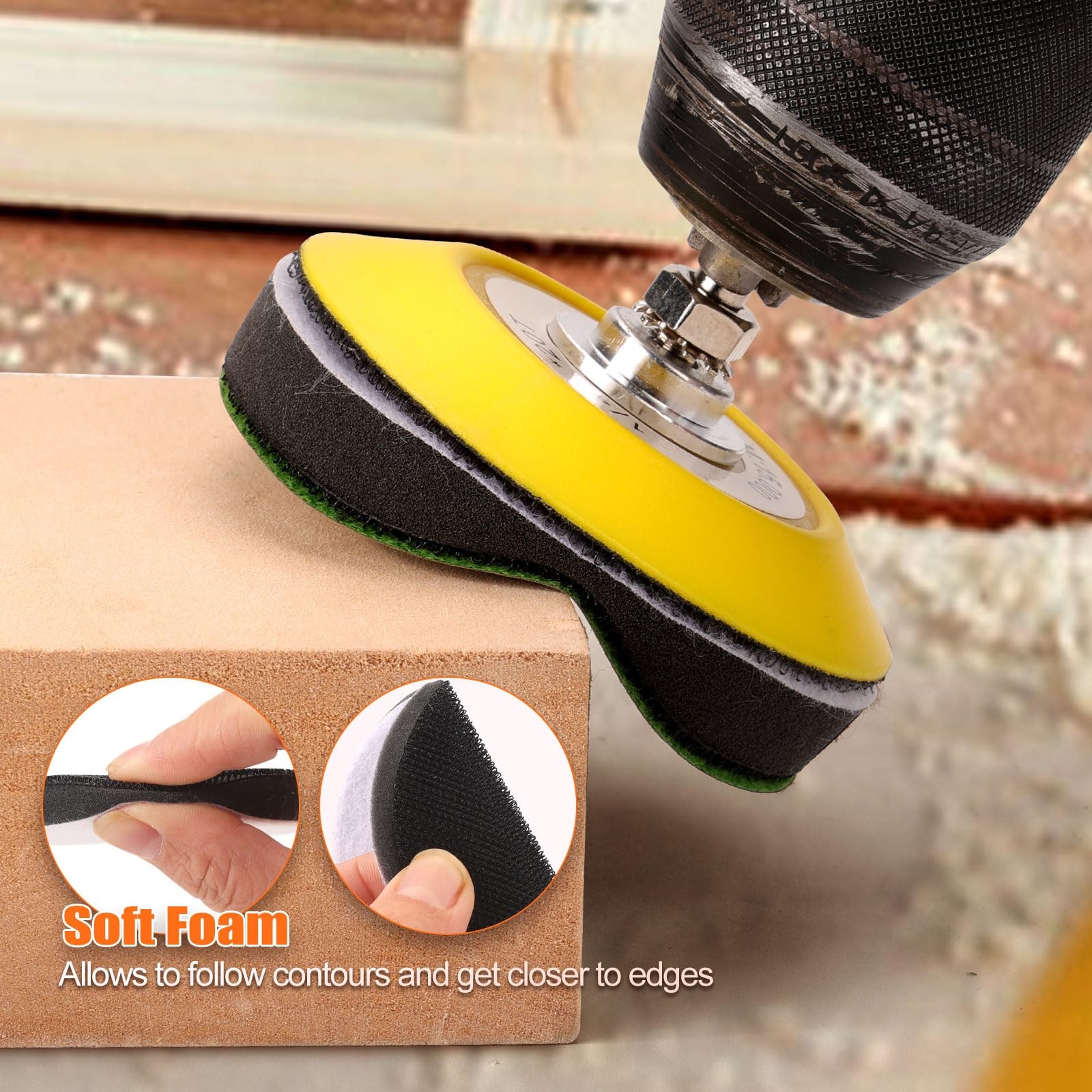 5 Pack 3 Inch (75mm) Foam Interface Pad, Hook and Loop Soft Foam Buffing Pad gallery