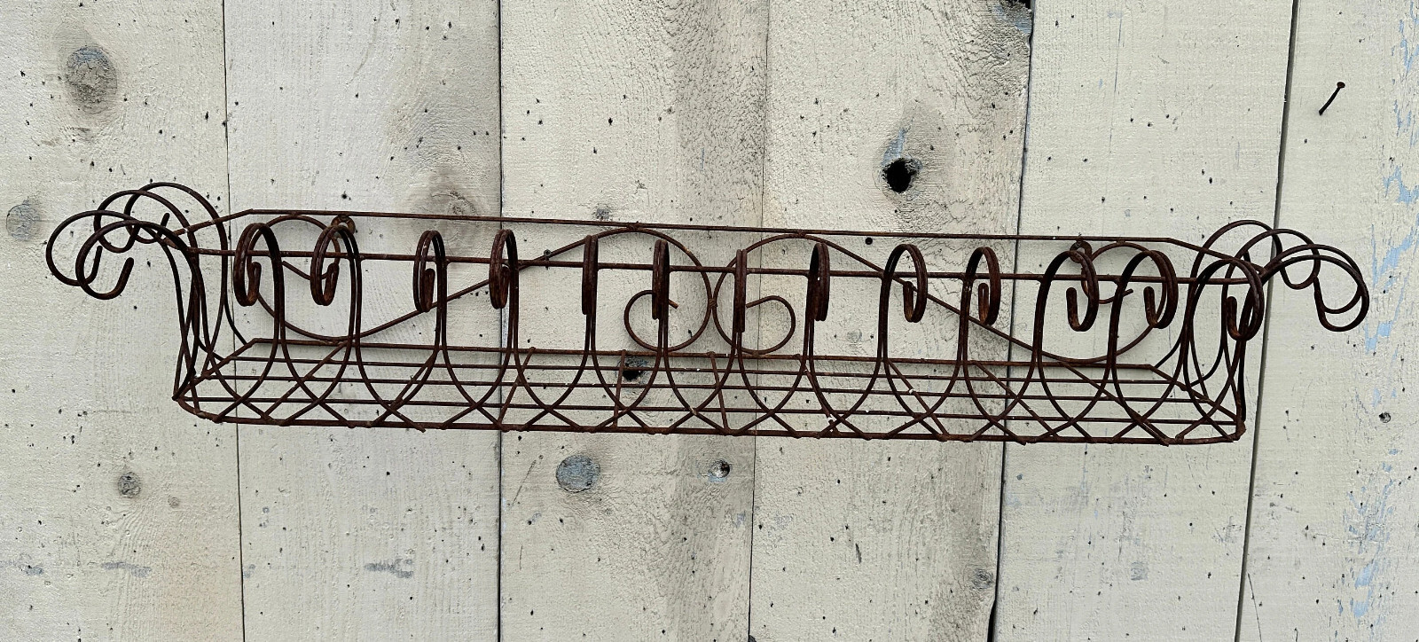 45" Window Box Wall Mount Planter - Outdoor Patio Metal Basket Wrought Iron gallery