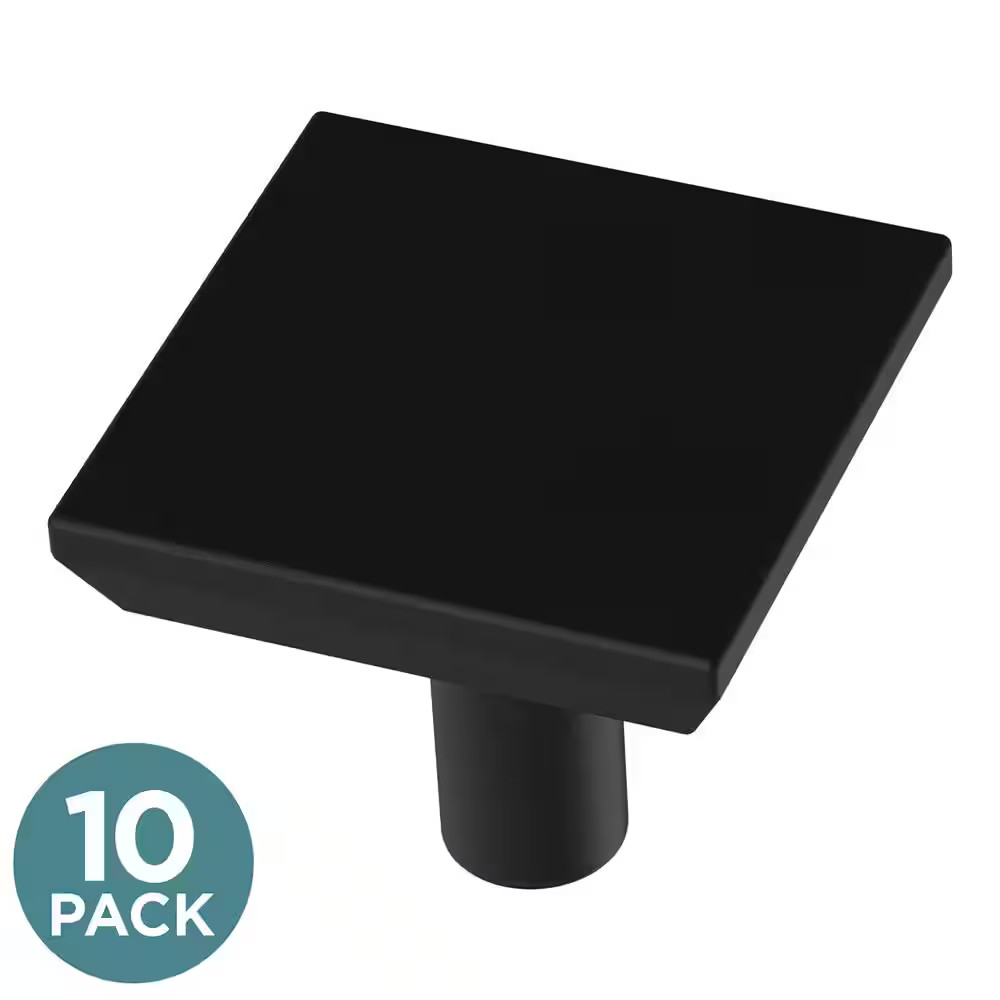 Liberty 10-Pack Simple Square 1-1/8 in. 29 mm Matte Black Cabinet Knob P40847C gallery