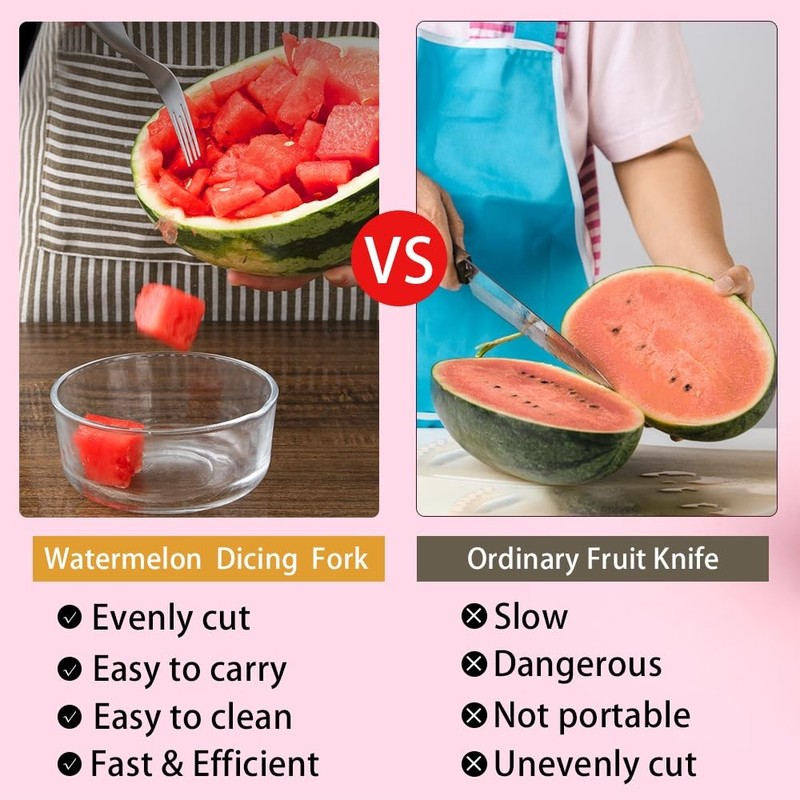 Watermelon Fork Slicer Cutter, Stainless Steel 2-in-1, Portable Watermelon Fo... gallery