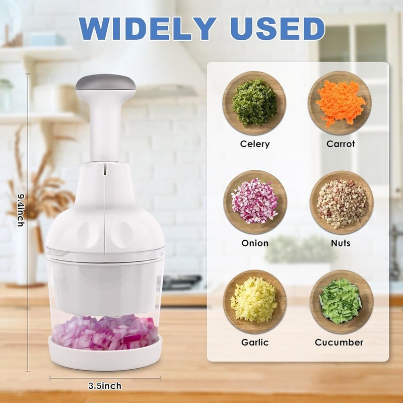 Pampered Chef Push Function Food Chopper - White - #2585 - FAST FREE SHIPPING gallery