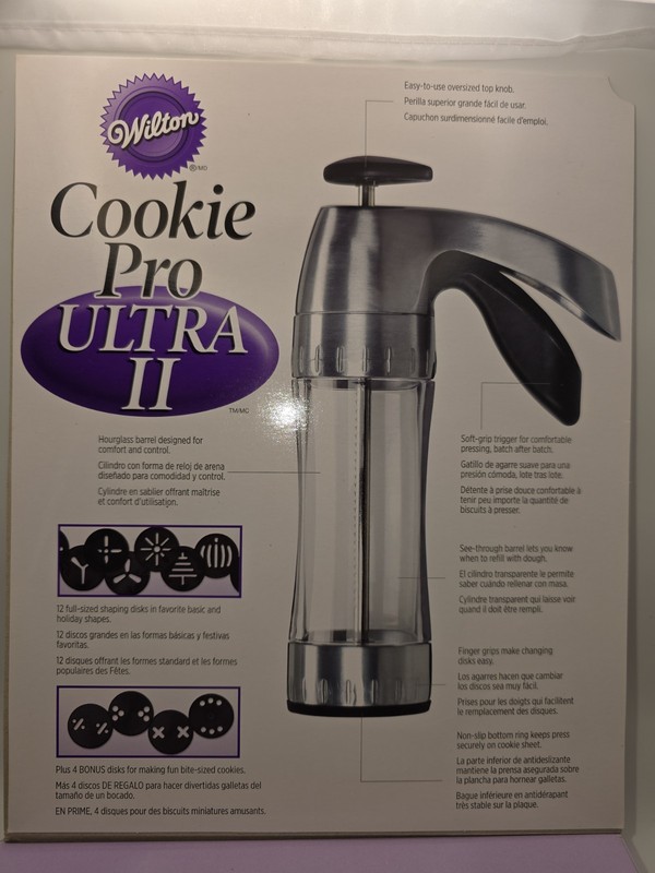 Wilton Cookie Pro Ultra II Cookie Press Set 16 Disks Silver Black Easy Grip New gallery
