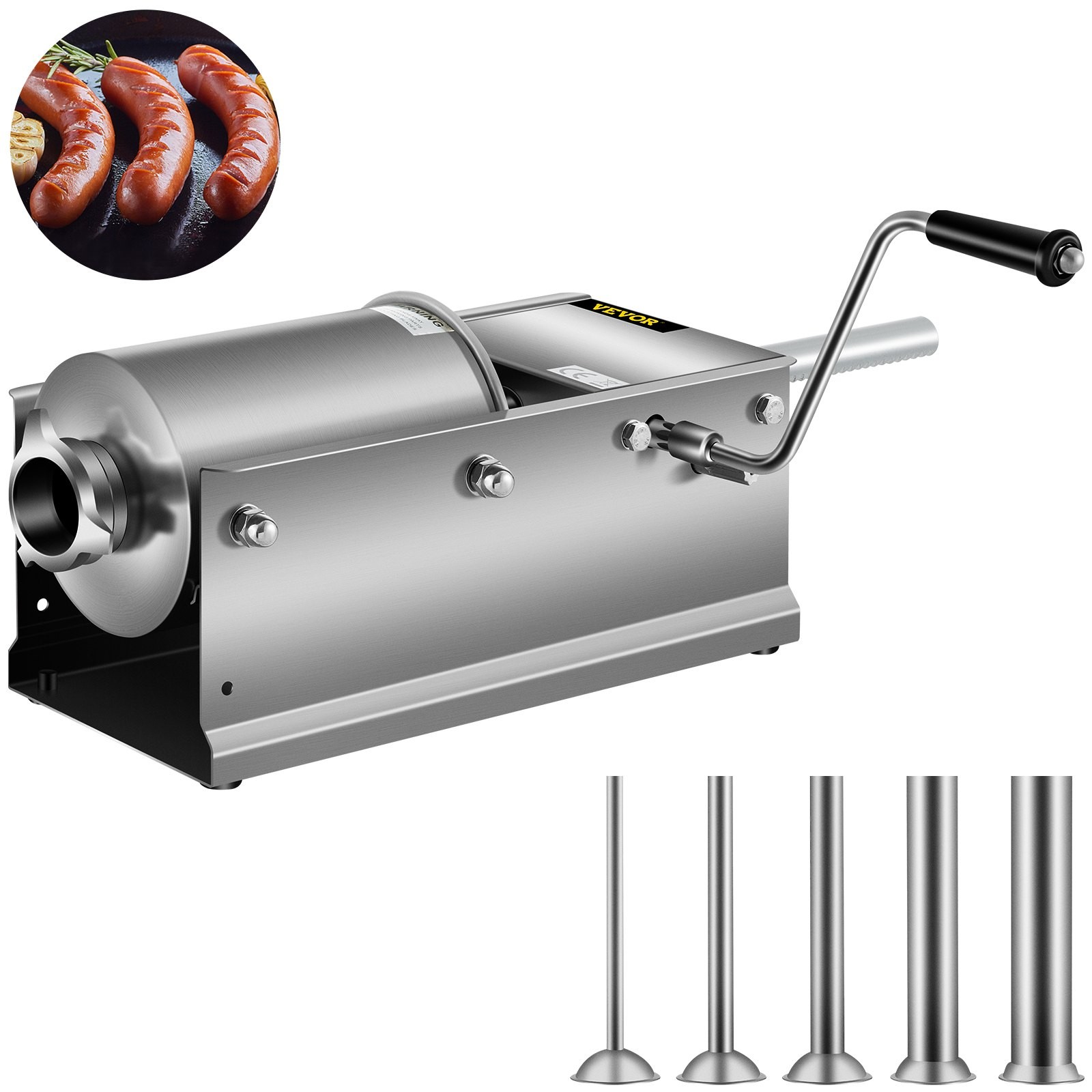 Horizontal Sausage Stuffer 3L/ 7Lbs Manual Sausage Maker 5 Filling Nozzles gallery