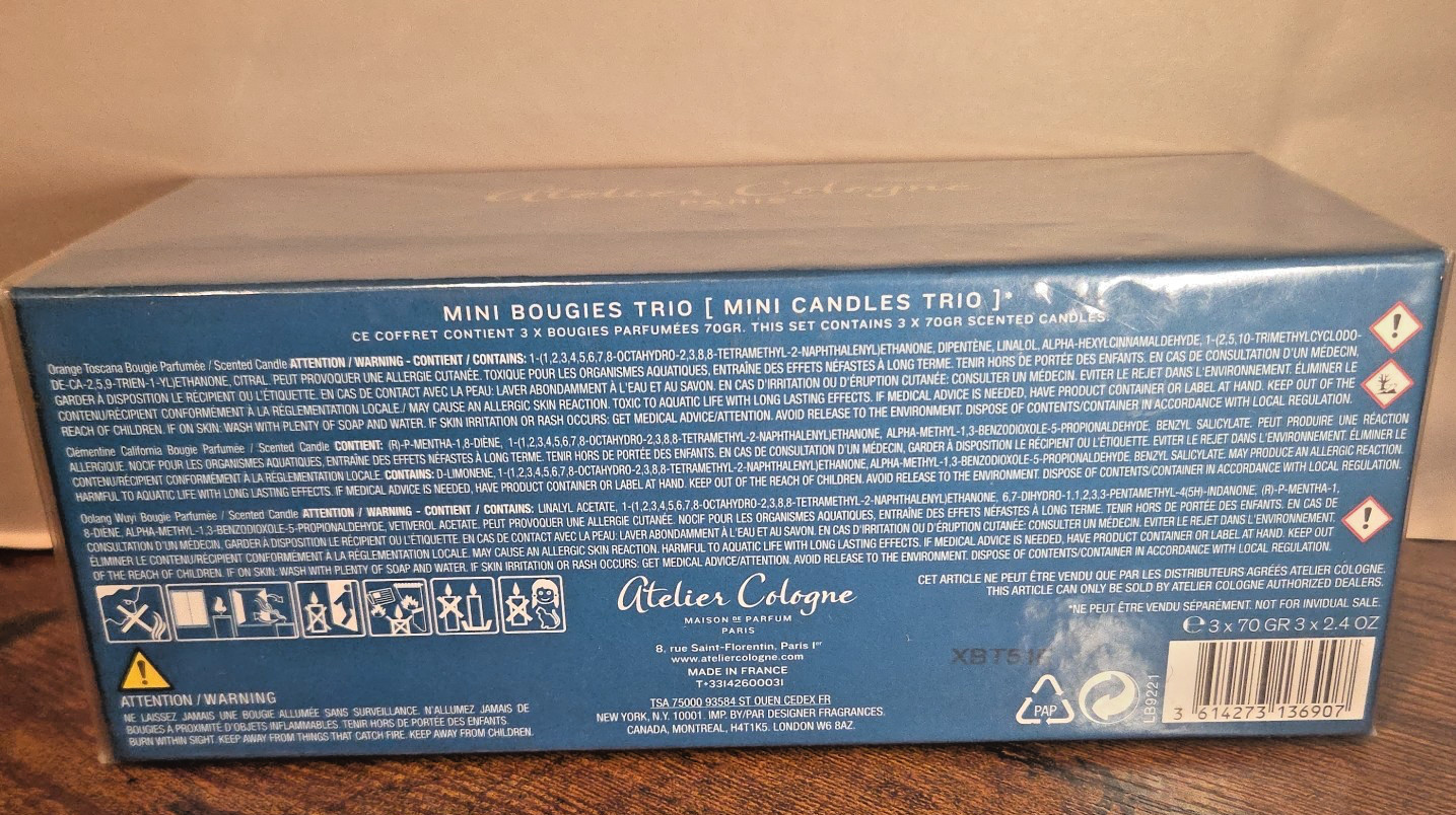 Atelier Cologne Mini Candles Trio 3x70g Sealed — Discontinued Gift Set NIB gallery