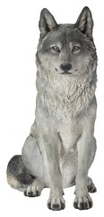 Exclusive-Sitting Wolf Resin Garden Statue, Garden/Home Decor, Large Wild Animal