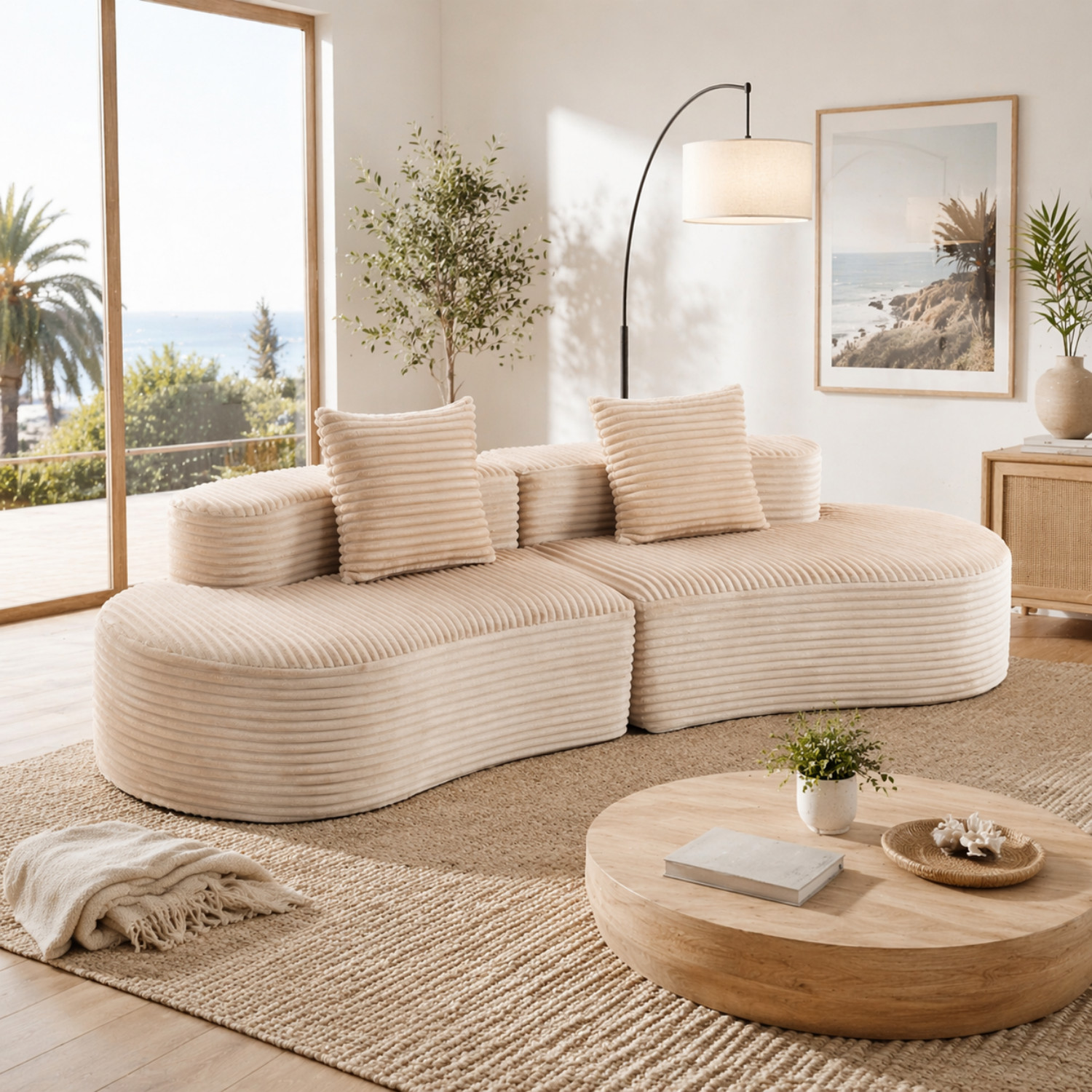 Modern Modular Sectional Sofa No Installation Corduroy Upholstered 2 Seat Couch gallery