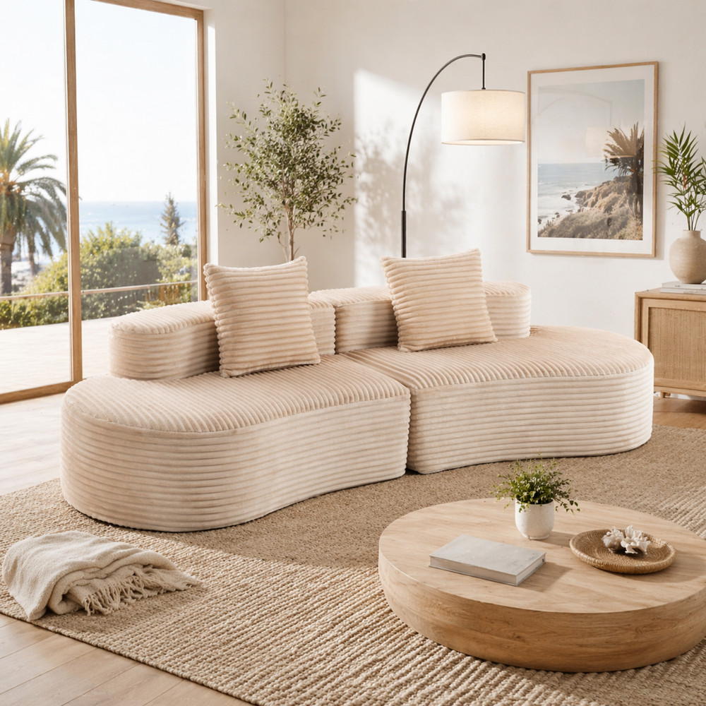 Modern Modular Sectional Sofa No Installation Corduroy Upholstered 2 Seat Couch